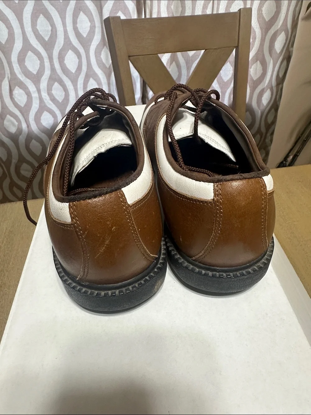 Nike Women's Golf Two-Tone Brown and White Leather Oxfords